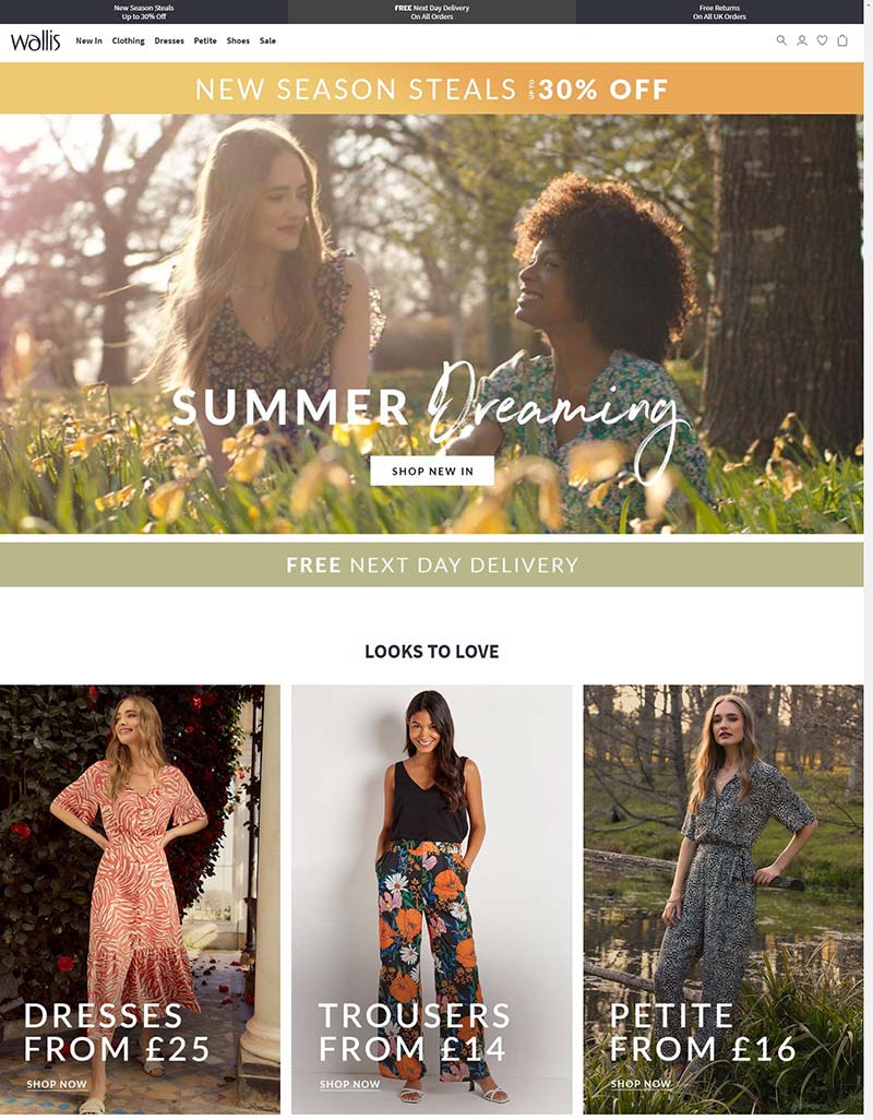 Wallis UK 英国高端女装品牌购物网站