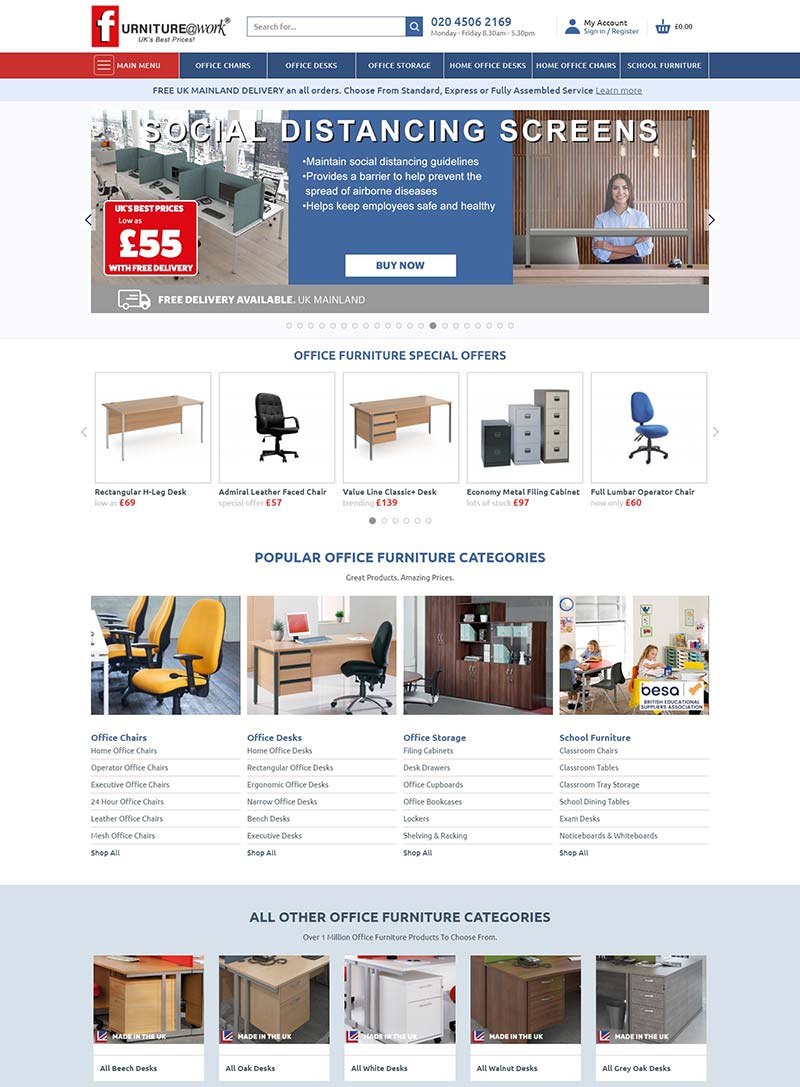 Furniture@Work® 英国办公家具购物网站