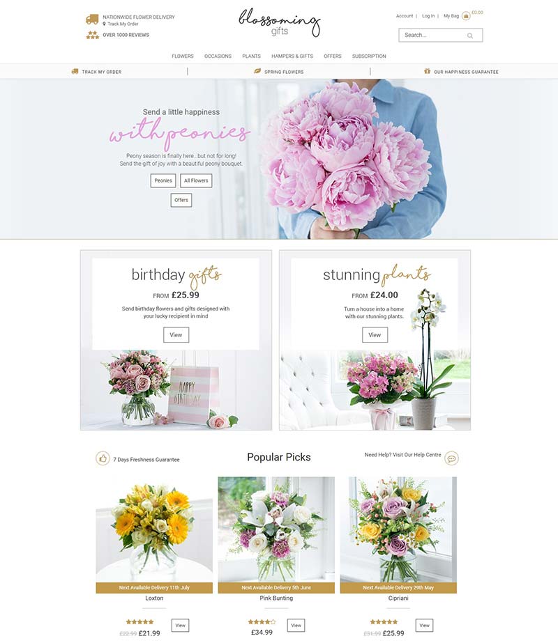 Blossoming Flowers Gifts 英国鲜花礼物在线预订网站