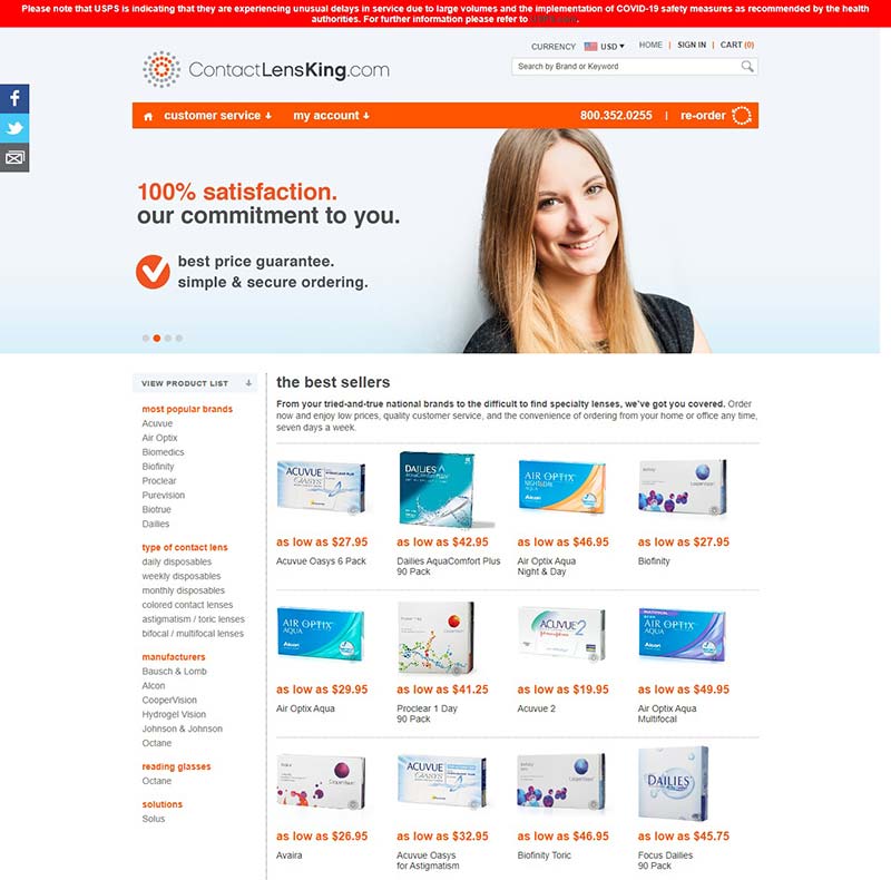 Contact Lens King 美国品牌隐形眼镜折扣网站