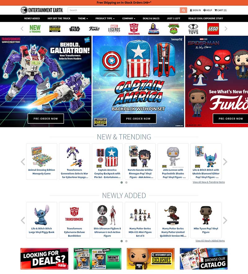 Entertainment Earth 美国玩具礼品海淘购物网站