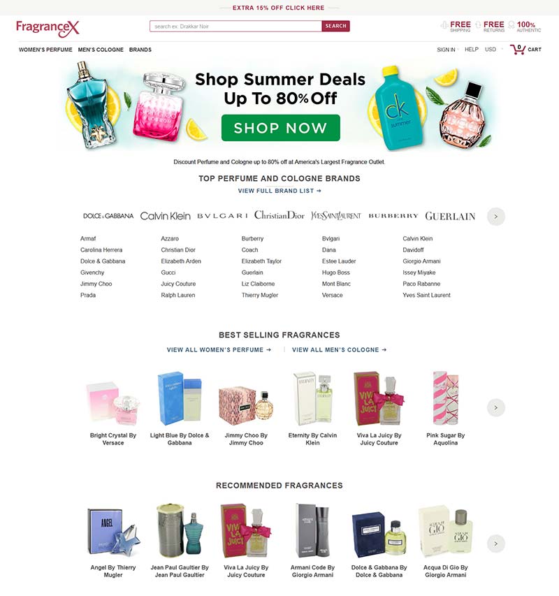 FragranceX 美国品牌香水海淘购物网站