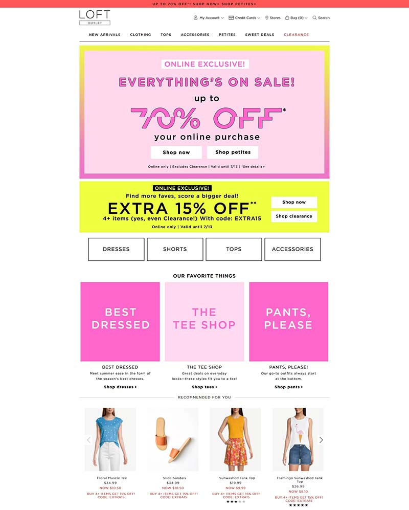 LOFT Outlet 美国平价服饰品牌购物网站