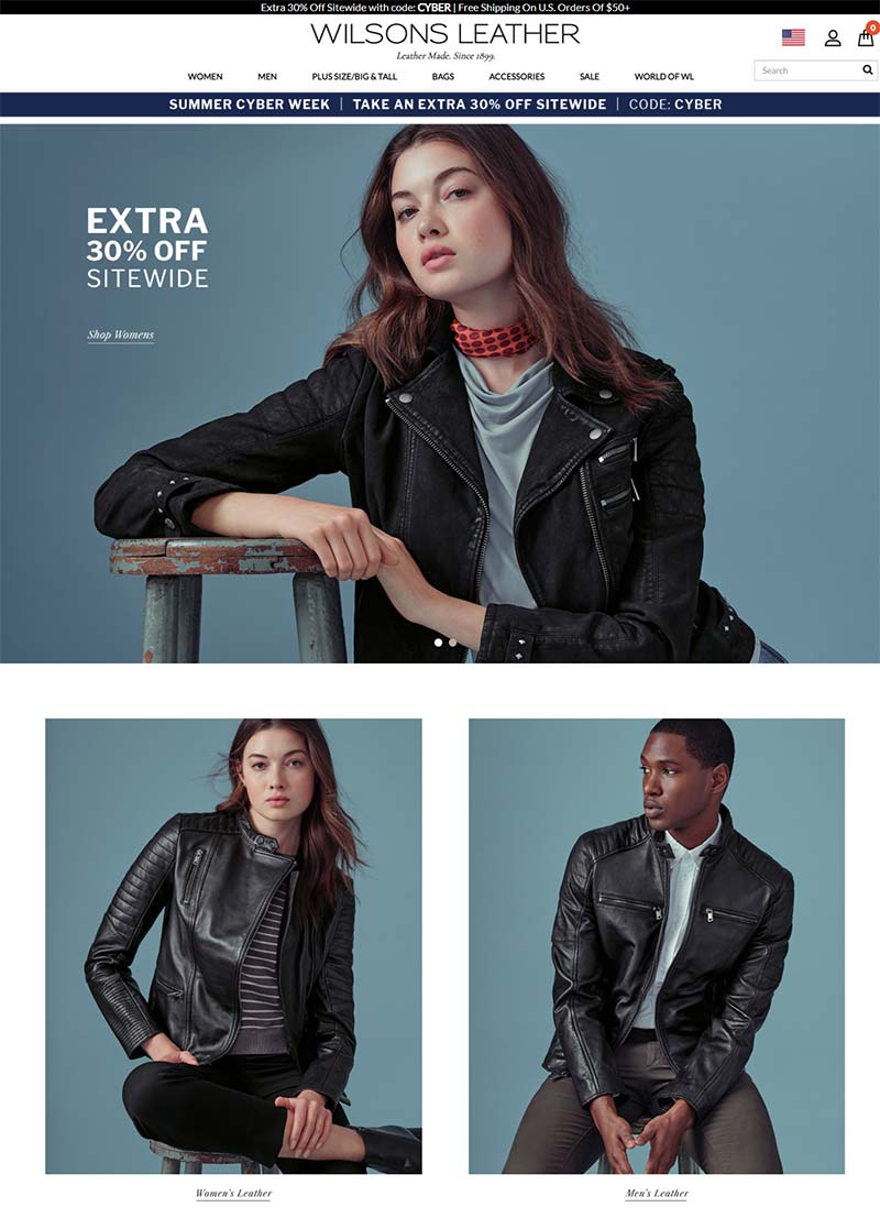 WILSONS LEATHER 美国高端服饰品牌购物网站