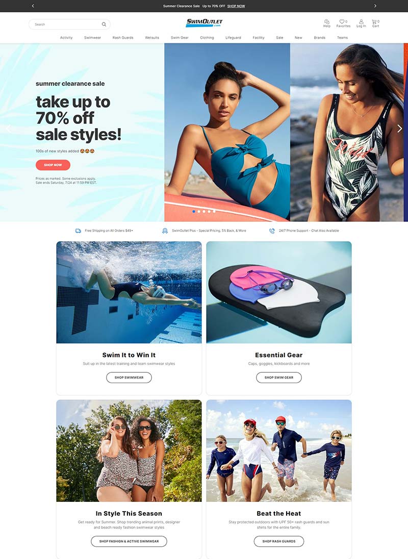 SwimOutlet 美国水上运动服饰品牌网站