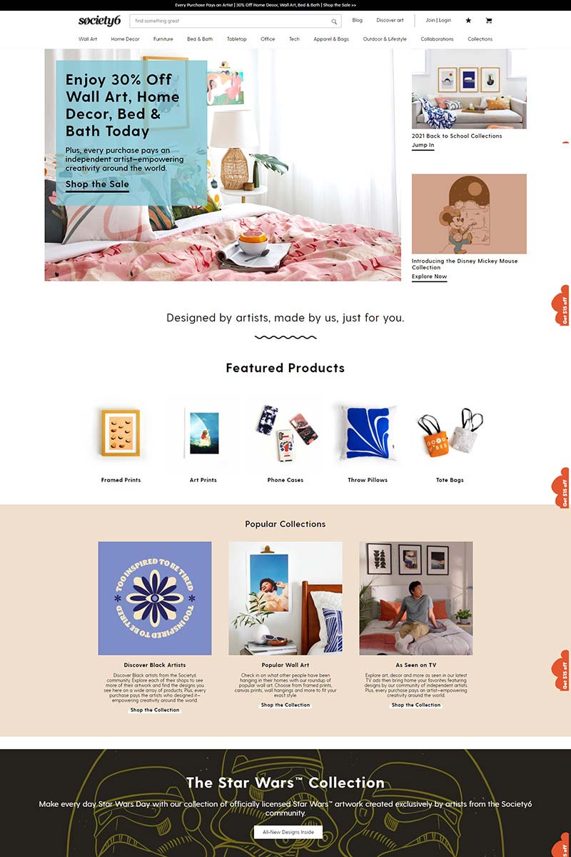 Society6 美国高端设计师百货购物网站