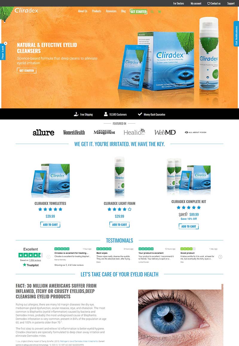 Cliradex 美国天然眼部护理品牌购物网站
