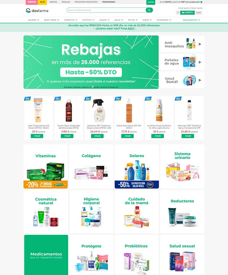 DosFarma 西班牙品牌药房购物网站