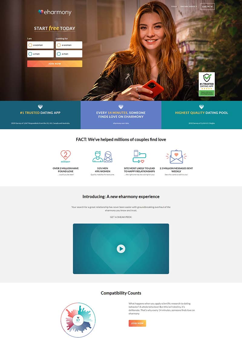 Eharmony 美国婚恋交友平台英国官网