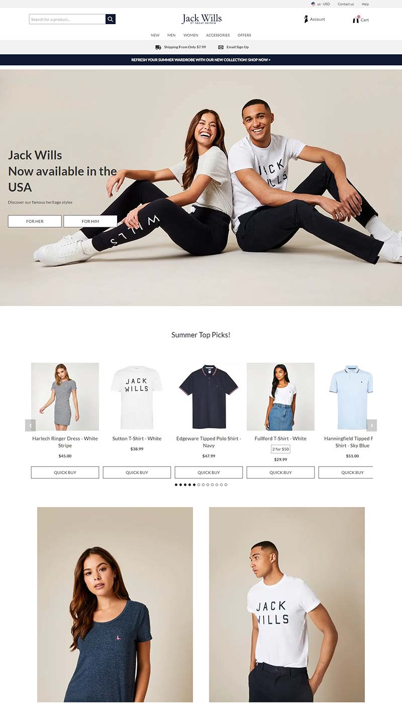 Jack Wills US 英国时尚生活品牌美国官网