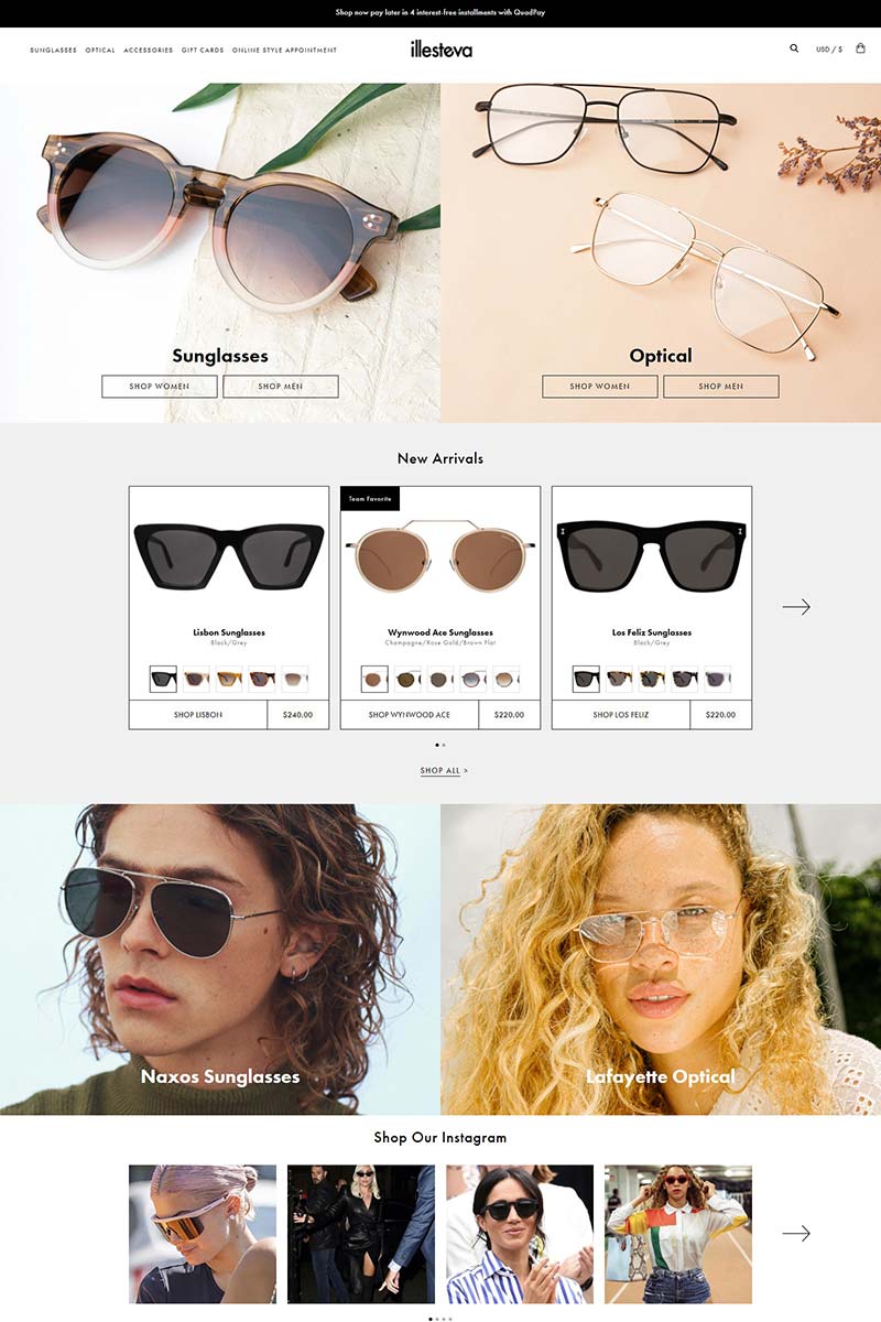 Illesteva eyewear 美国时尚墨镜品牌购物网站