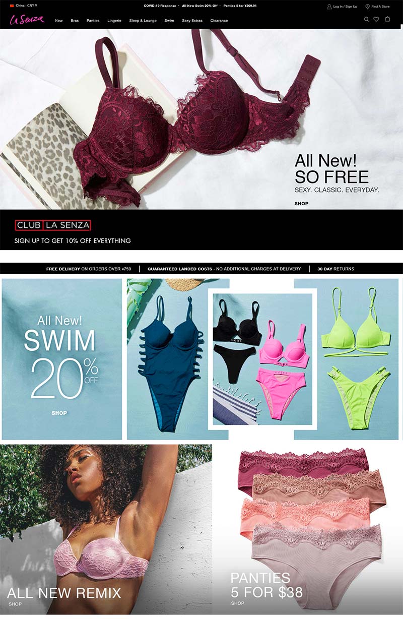 La SENZA 加拿大品牌内衣海淘购物网站