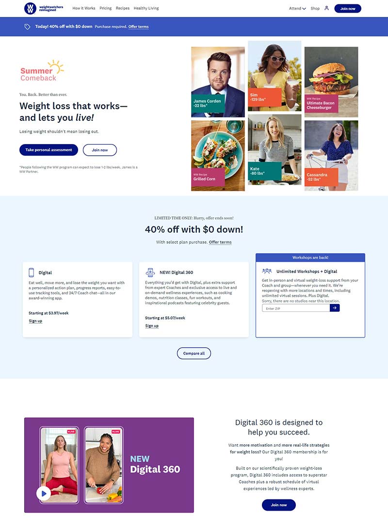 Weight Watchers 美国健康减肥品牌订阅网站