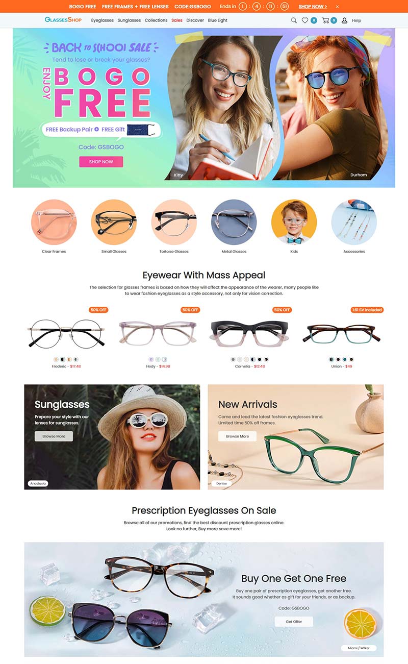 GlassesShop 美国知名眼镜品牌购物网站