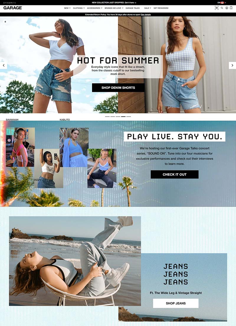 Garage Clothing 加拿大时尚女装品牌购物网站