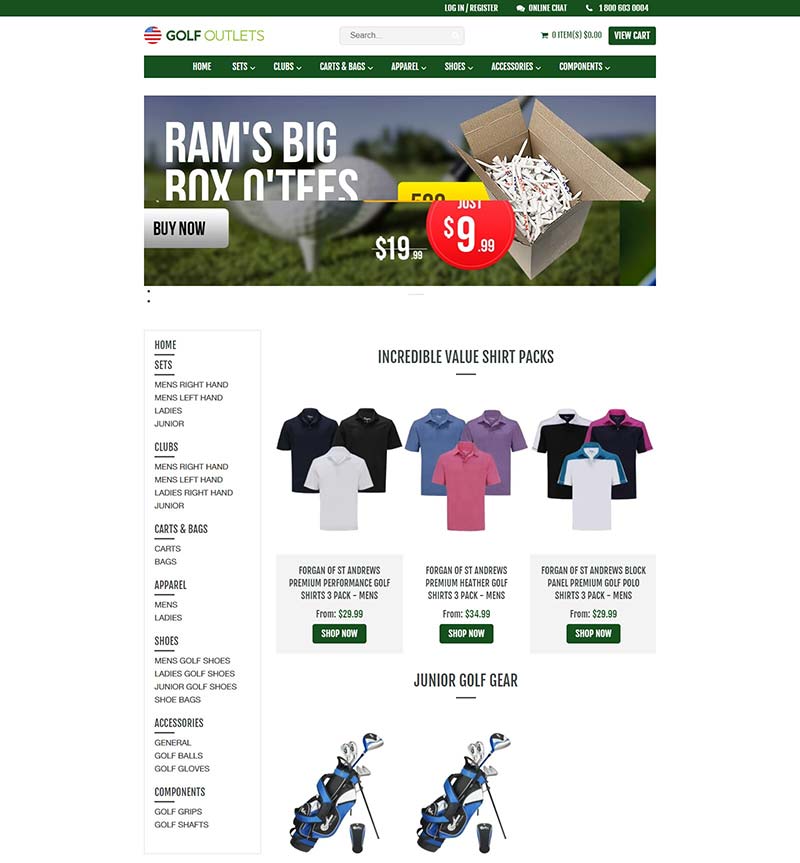 Golf Outlets 美国高尔夫奥特莱斯网站