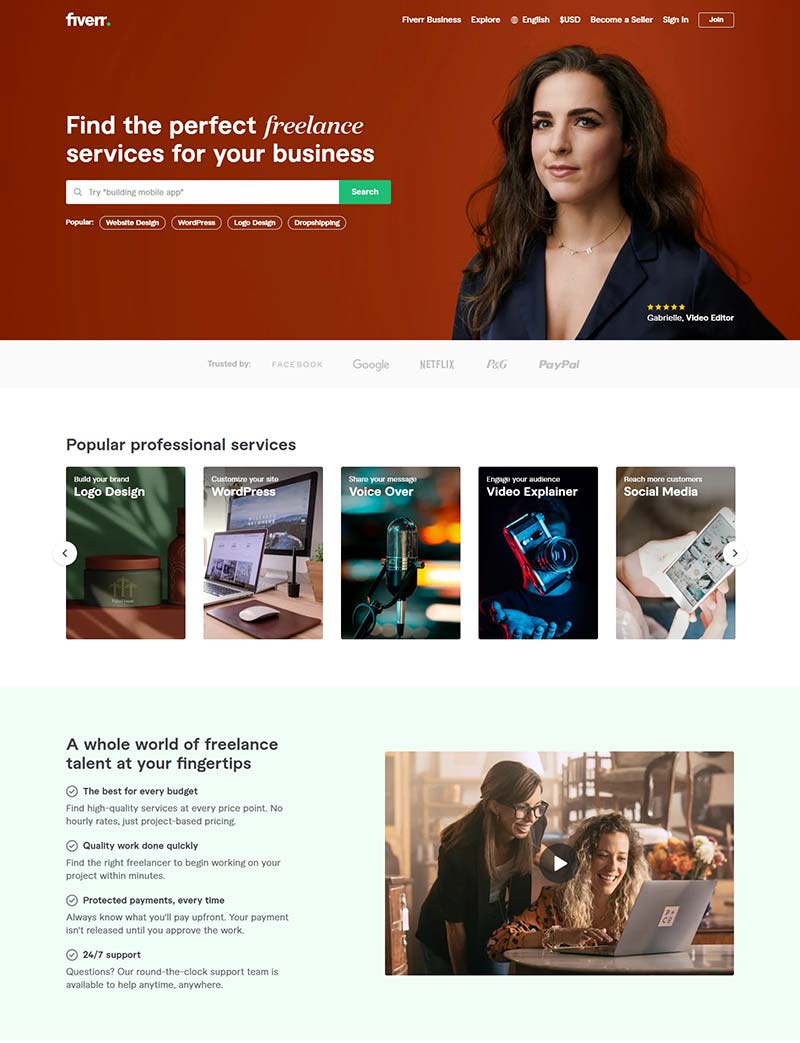 Fiverr 美国5美元服务外包平台