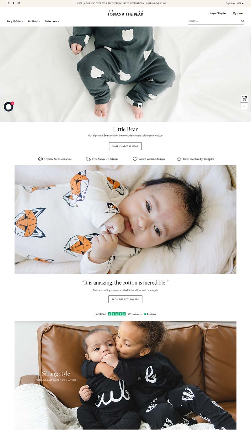 Tobias & The Bear 英国品牌婴童产品购物网站