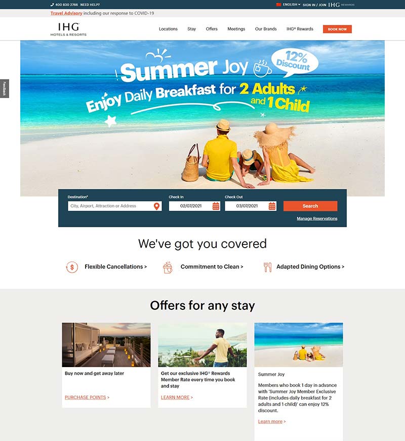 IHG Europe 美国洲际酒店集团欧洲官网