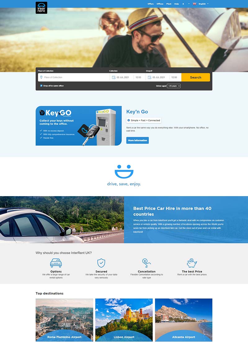 InterRent 法国跨国汽车租赁服务网站