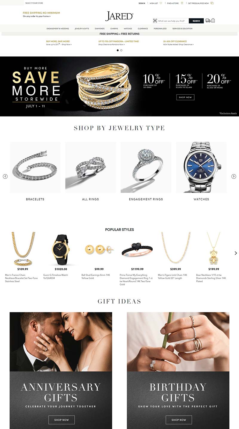 Jared The Galleria of Jewelry 美国知名珠宝品牌购物网站