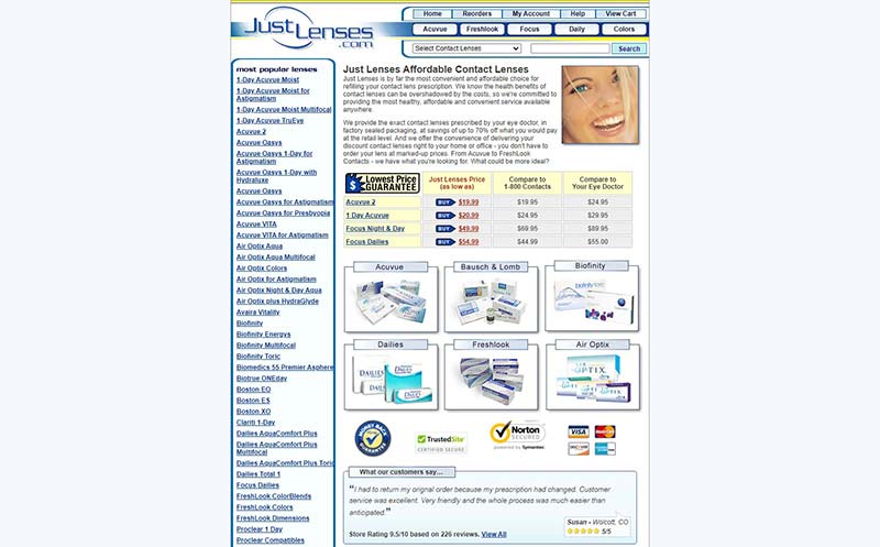 JustLenses 美国专业隐形眼镜品牌网站