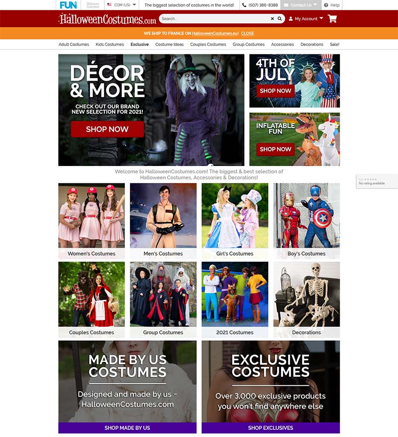 HalloweenCostumes 美国万圣节服饰品牌网站