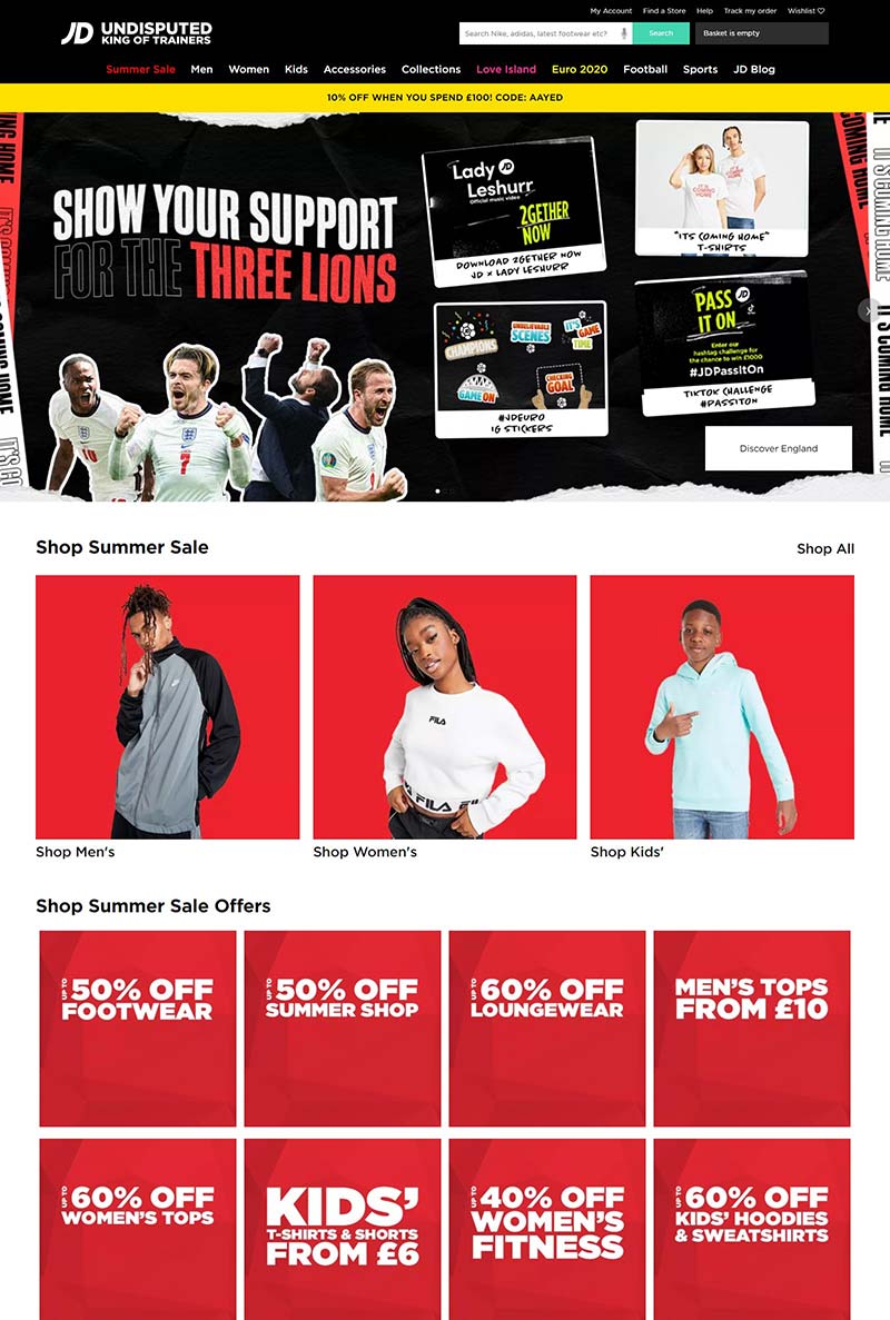 JD Sports 英国运动服饰品牌购物网站