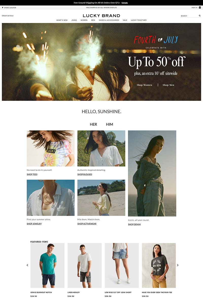 Lucky Brand 美国品牌女装购物网站