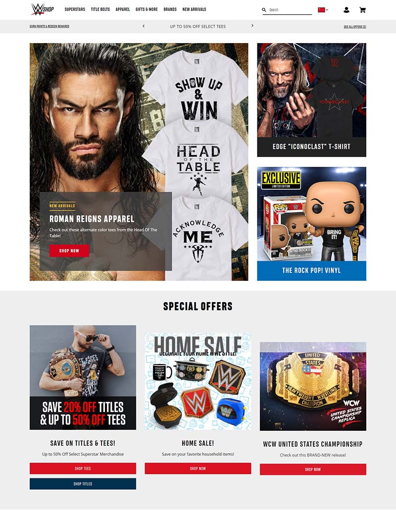 WWE 美国摔角联盟官方购物商店