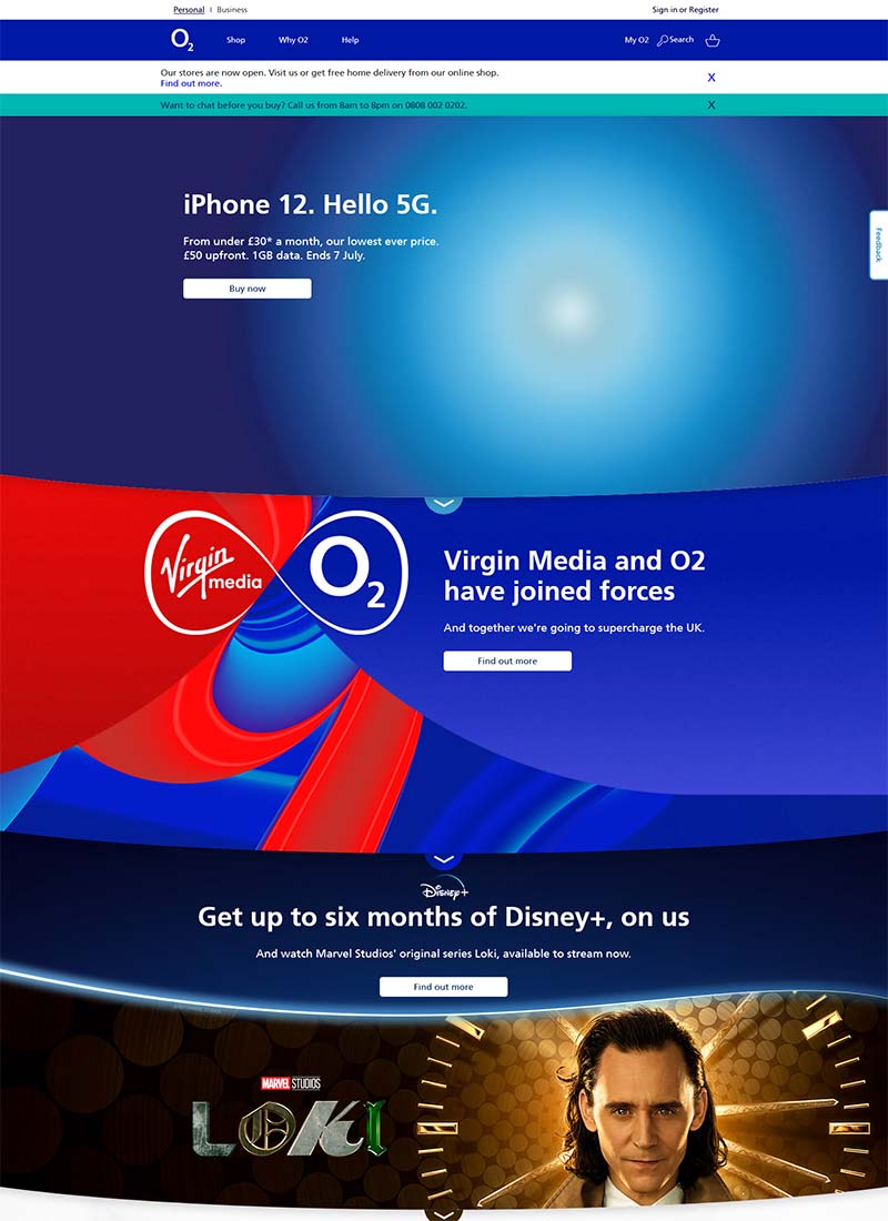 O2 Mobiles 英国移动宽带电话服务网站