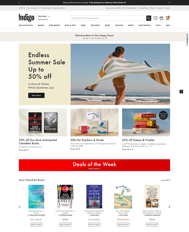 Indigo Books & Music 加拿大儿童书籍玩具购物网站