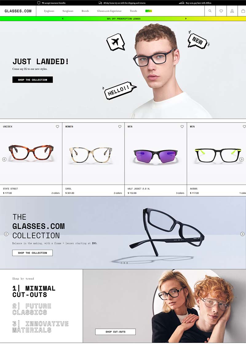 Glasses.com 美国著名眼镜品牌购物网站