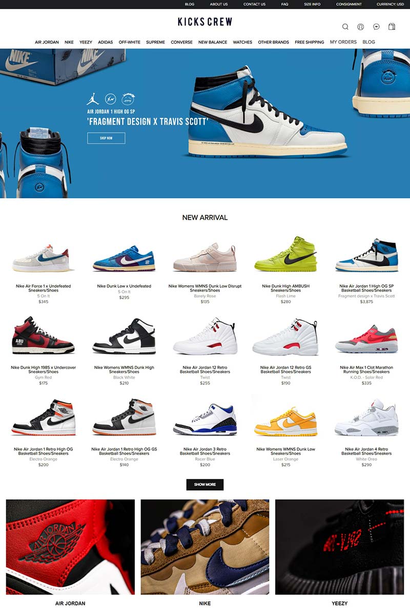 Kicks Crew 香港球鞋运动鞋品牌购物网站
