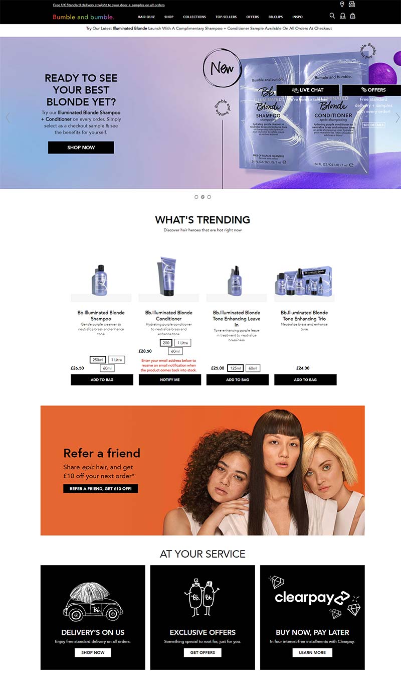 Bumble and bumble UK 美国美容护肤产品英国官网