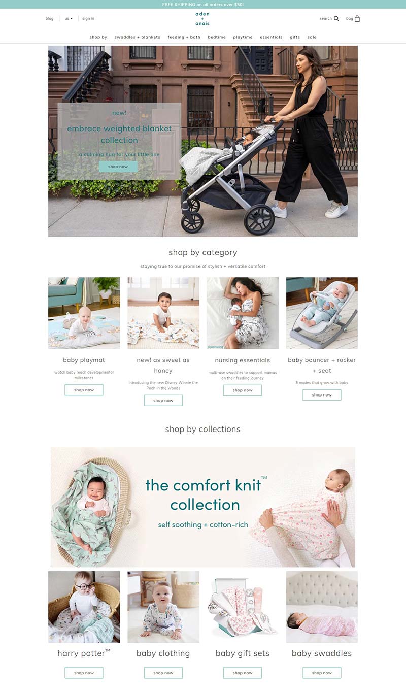 Aden+Anais 美国知名婴幼儿用品购物网站