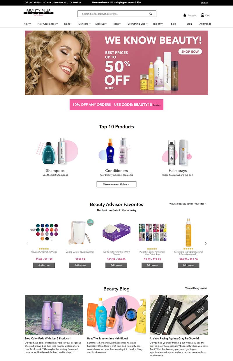 Beauty Plus Salon 美国美容护发产品海淘购物网站