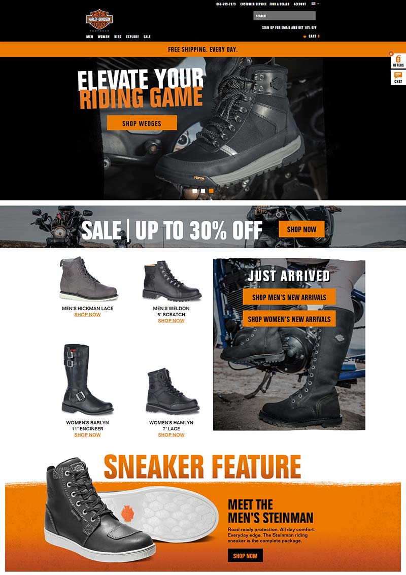 Harley Davidson Footwear 美国休闲鞋品牌购物网站