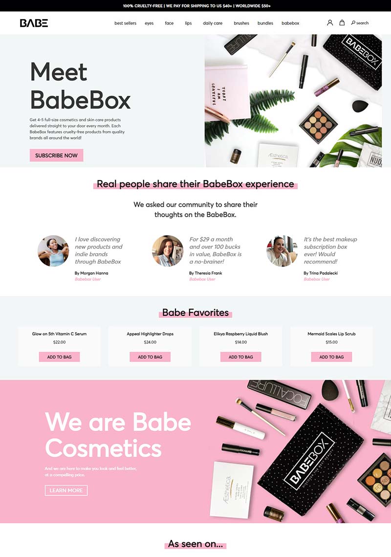 Babe Cosmetics 美国天然化妆品海淘购物网站