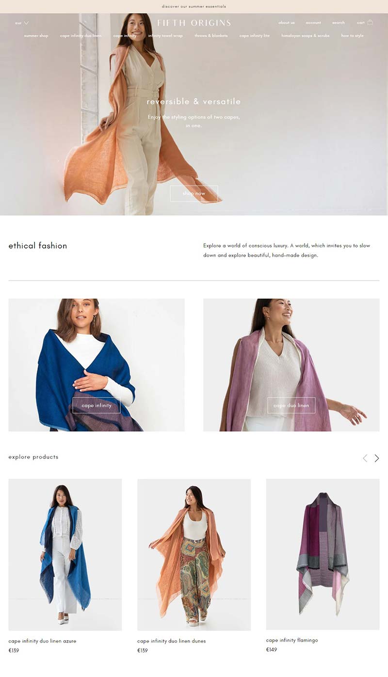 Fifth Origins 英国环保服饰品牌购物网站