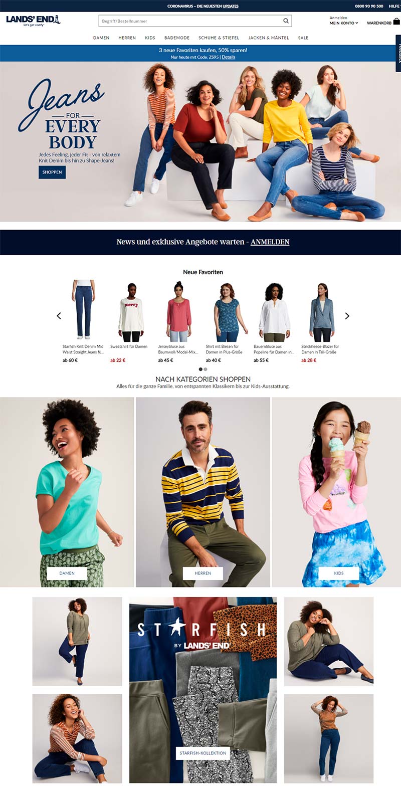 Land's End DE 美国平价服装品牌德国官网