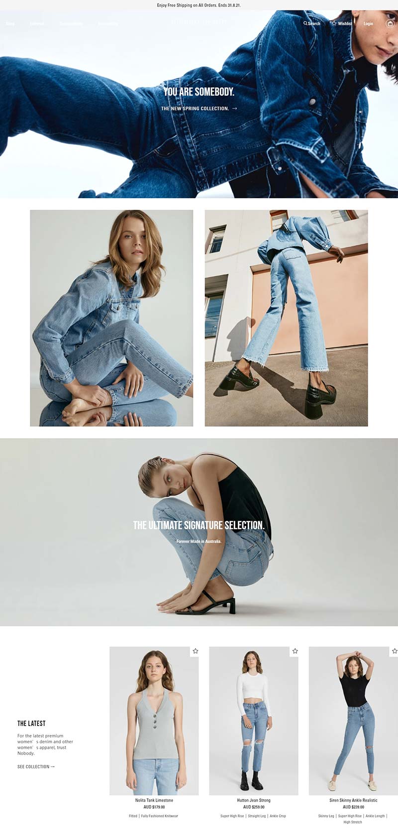Nobody Denim 澳大利亚牛仔服饰品牌购物网站
