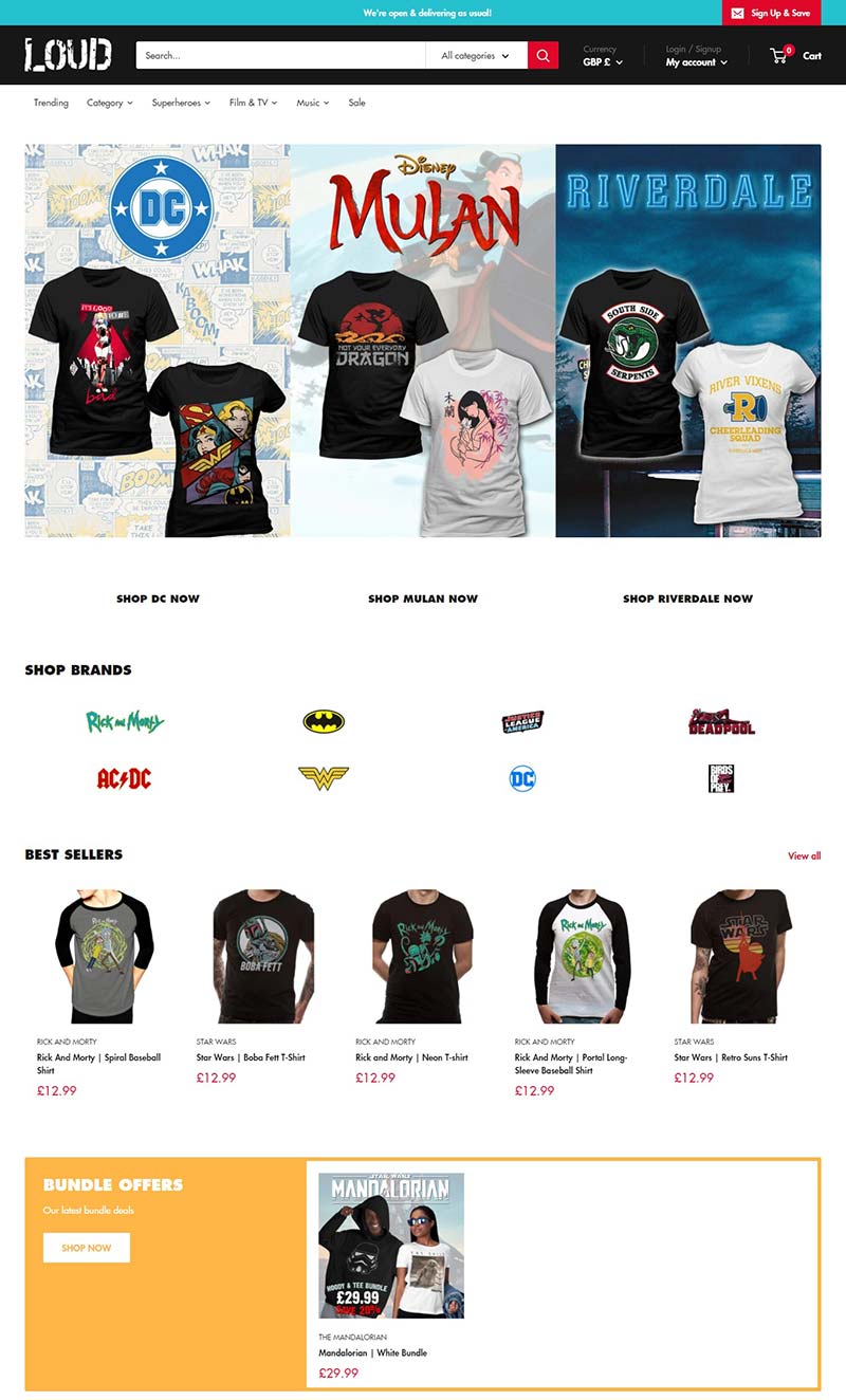 Loudshop 英国音乐T恤品牌购物网站