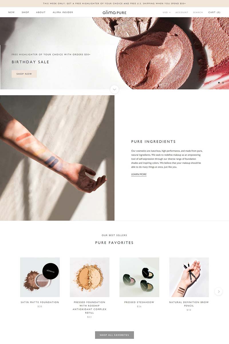 Alima Pure 美国矿物质彩妆品牌购物网站