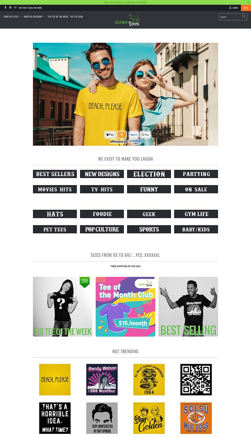 Donkey Tees 美国时尚T恤品牌购物网站
