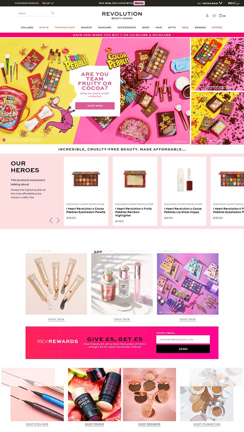Revolution Beauty 英国知名彩妆品牌购物网站