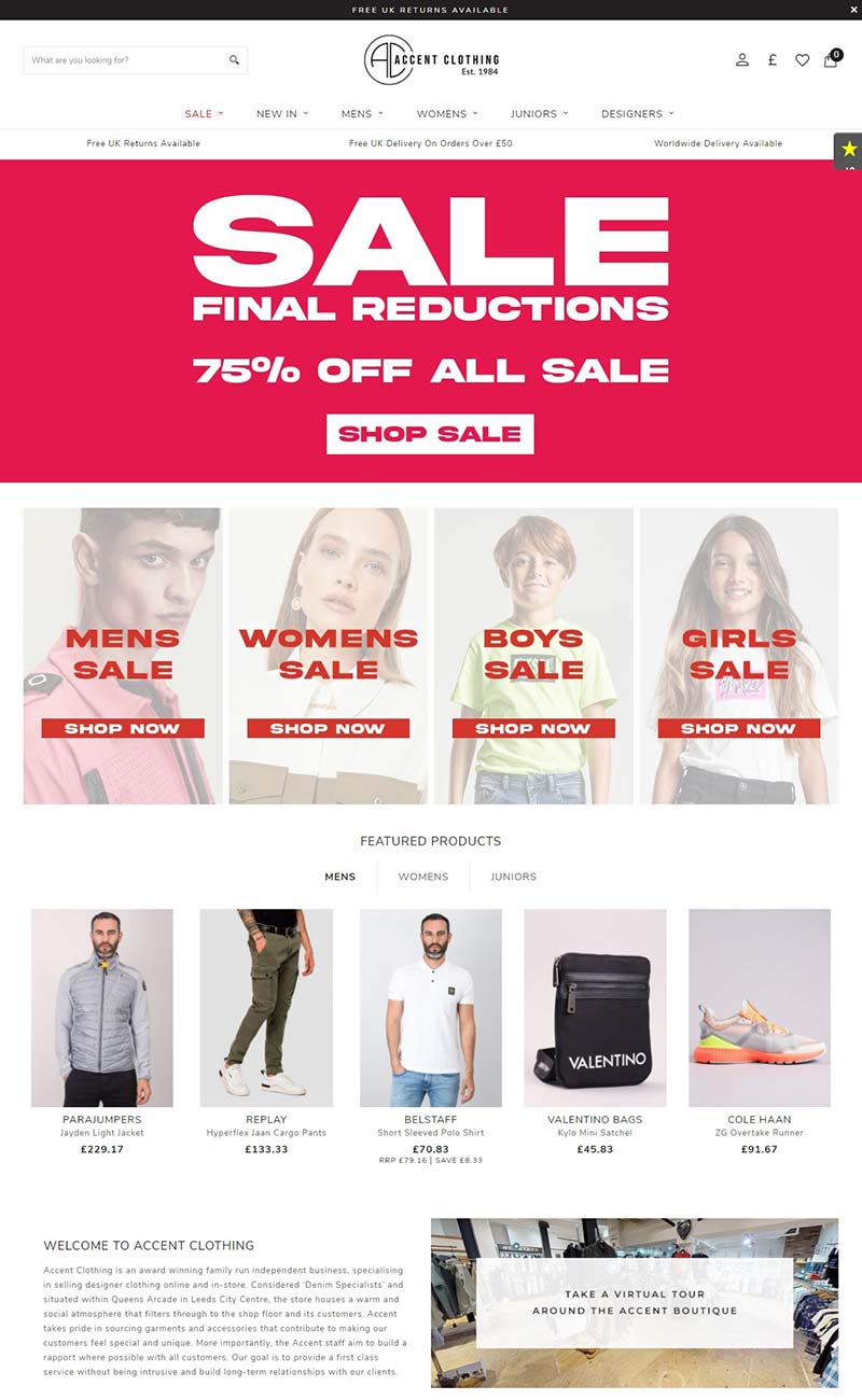 Accent Clothing 英国高端设计师品牌购物网站