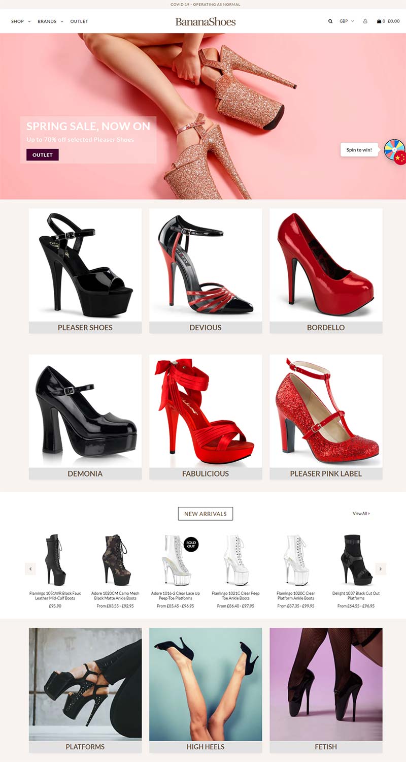 BananaShoes 英国时尚女鞋品牌购物网站