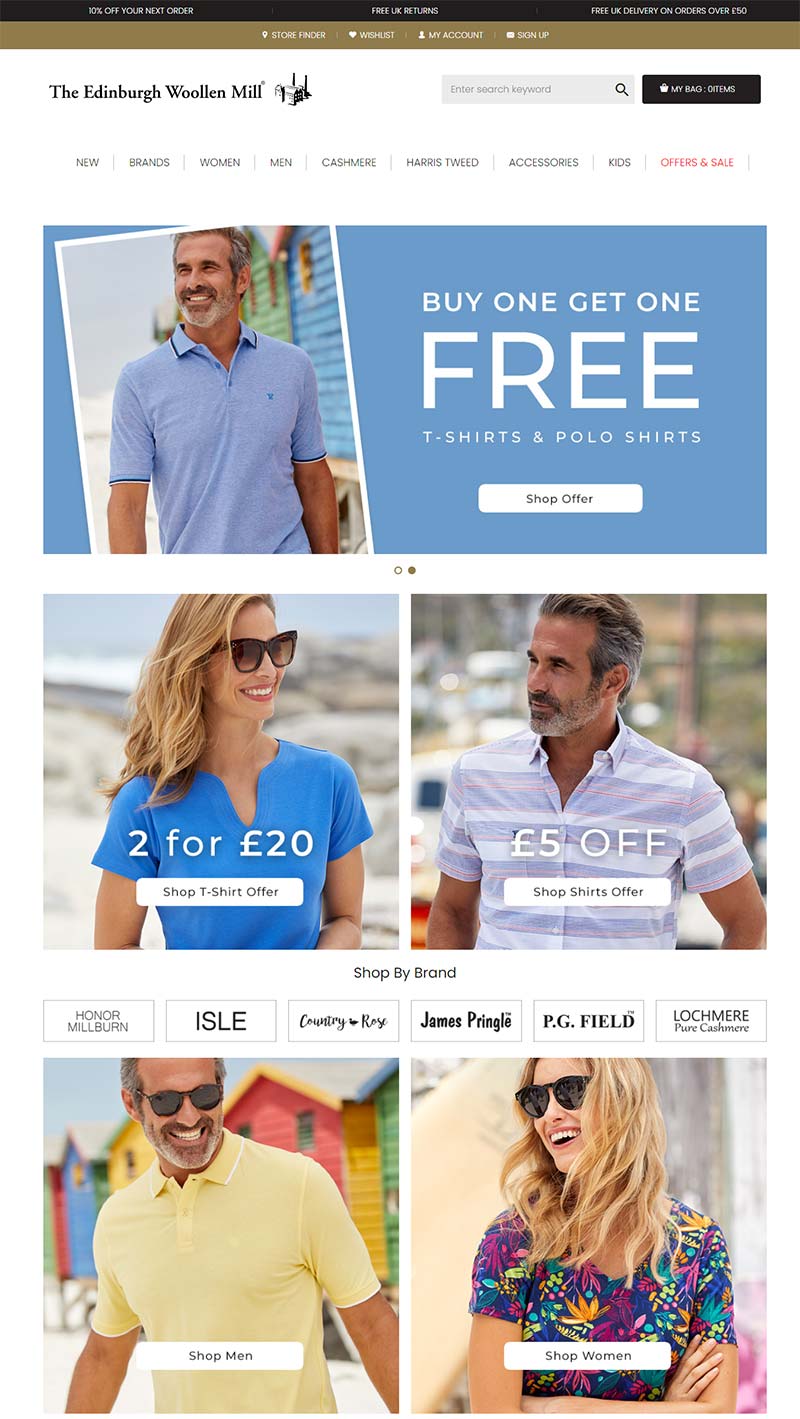 The Edinburgh Woollen Mill 英国羊毛服饰品牌购物网站