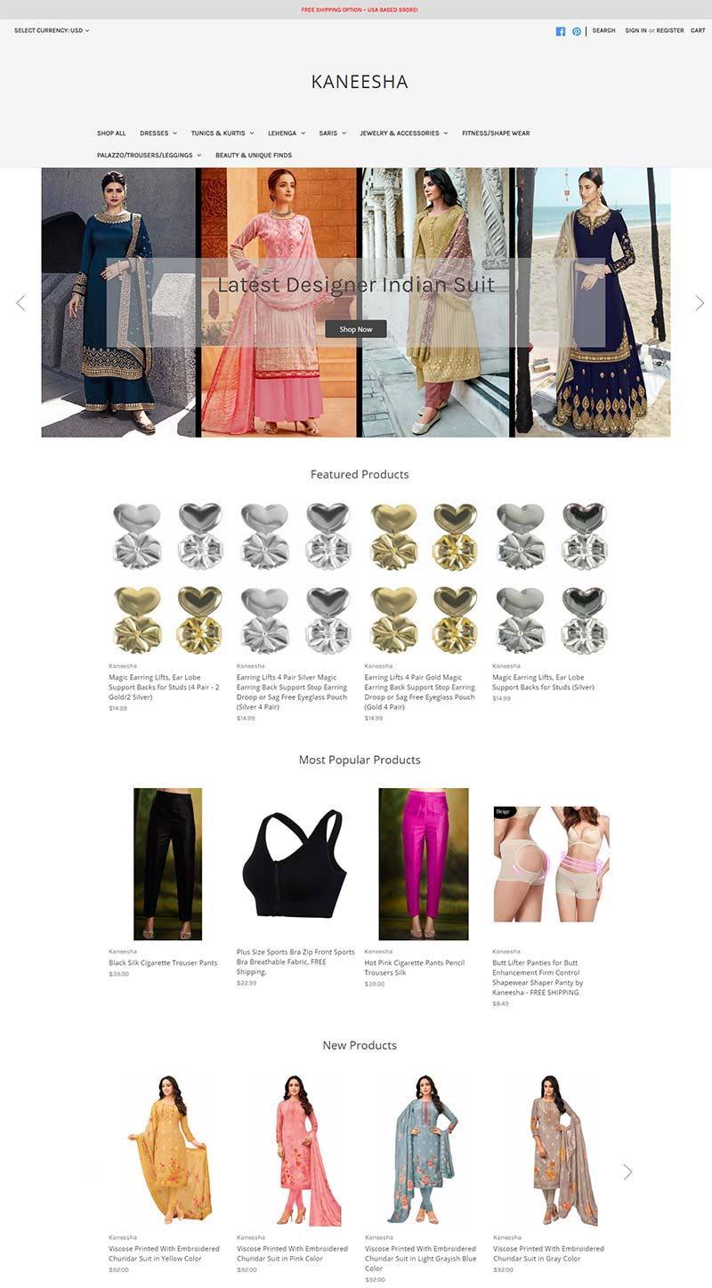 Kaneesha 美国印度风格服饰品牌购物网站